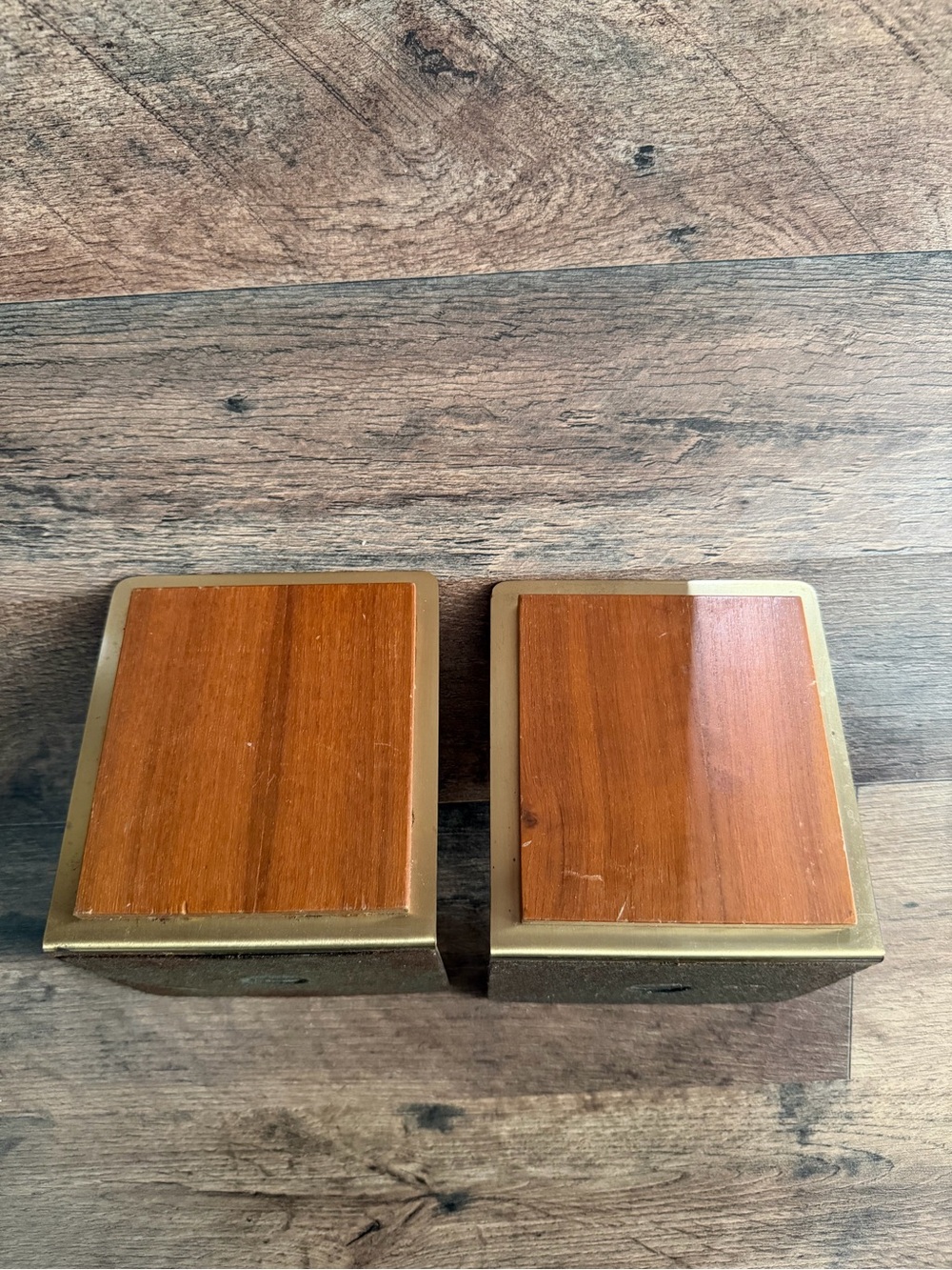 Vintage Duk-It brass and wood bookends- Pair